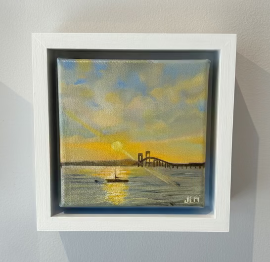 5x5 Oil Painting on Canvas - Last Light on the Bay