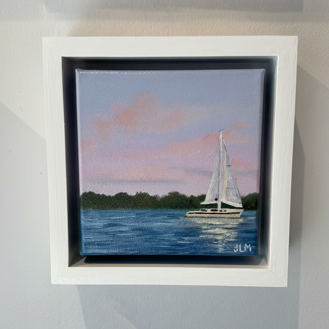 5x5 Oil Painting on Canvas - Sailing into Evening