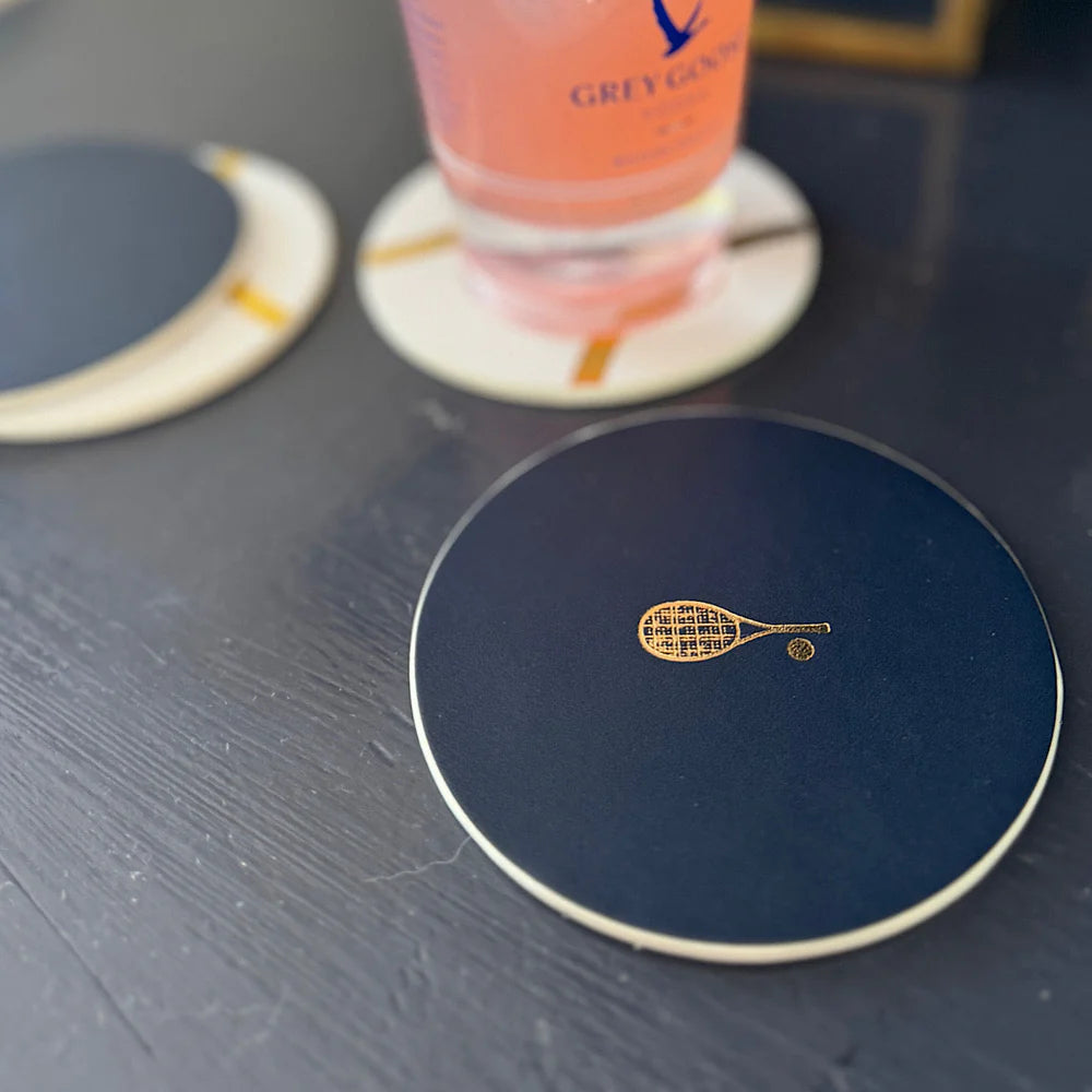 Serve in Style Leather Coasters – Tennis