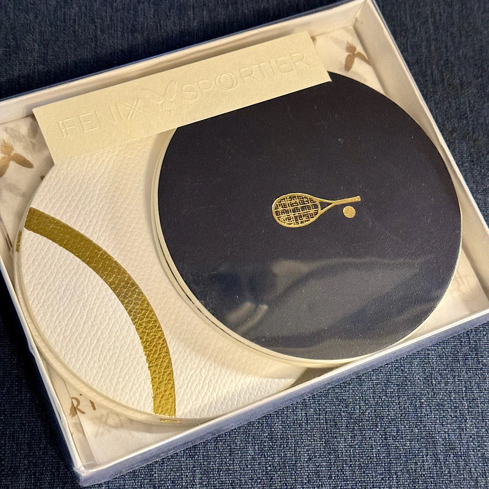 Serve in Style Leather Coasters – Tennis