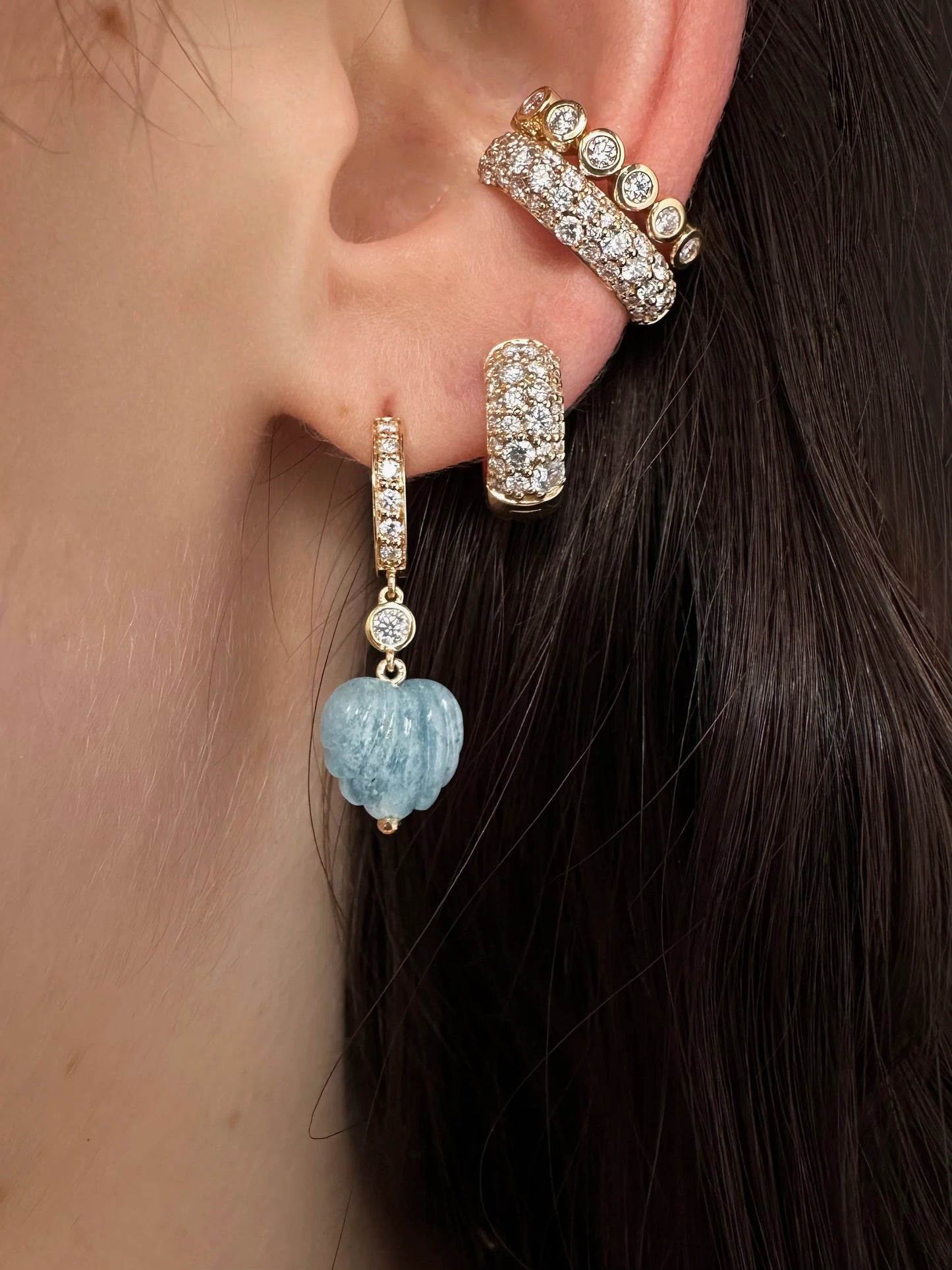 Huggie Hoops - Aquamarine
