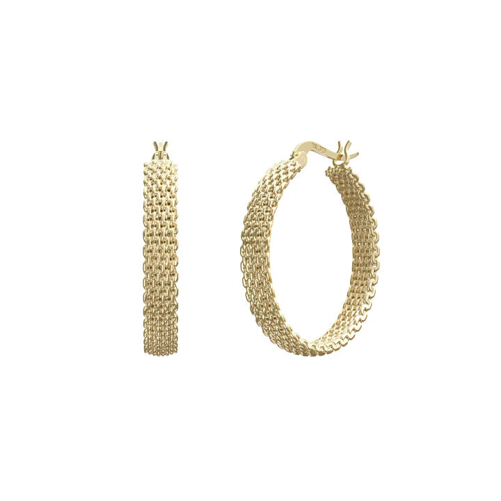 Woven Armor Hoop Earring Gold - 23mm