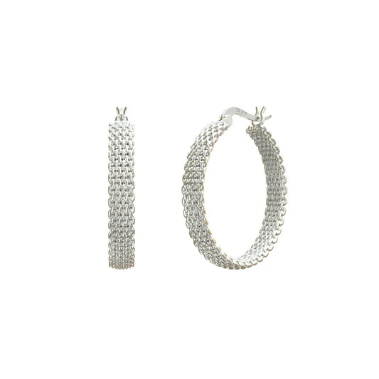 Woven Armor Hoop Earring Silver - 23mm