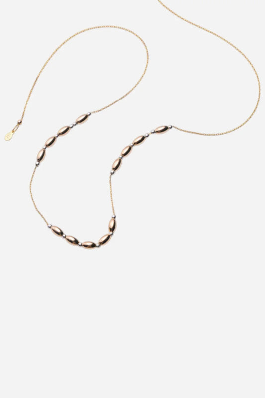 Two-Tone Oval Round Alchemy Beaded Lasso Necklace