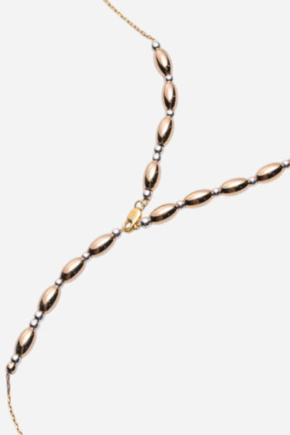 Two-Tone Oval Round Alchemy Beaded Lasso Necklace