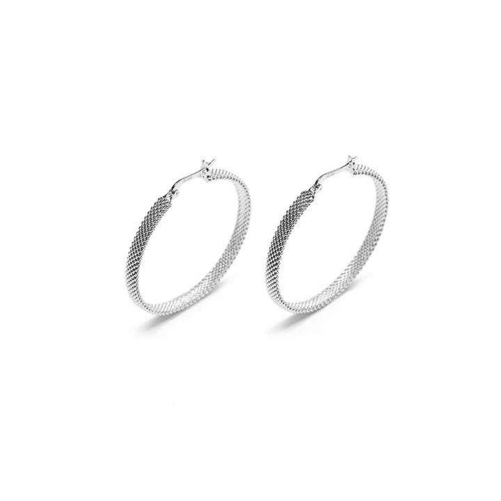 Woven Armor Hoop Earring Silver - 38mm