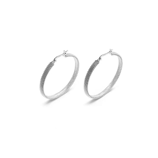 Woven Armor Hoop Earring Silver - 38mm