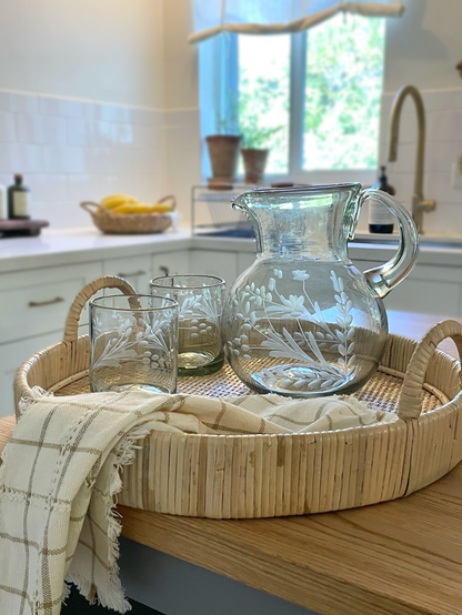 Hand-etched Blown Pitcher