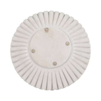 Marble Stone Pleated Ribbed Decorative Bowl - White, 12 in.
