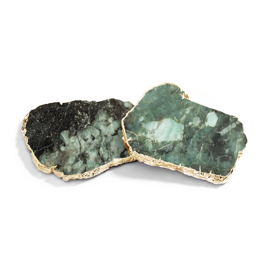 Kivita Coasters, Emerald & Gold,  Kivita Coasters, Crystal and Gold