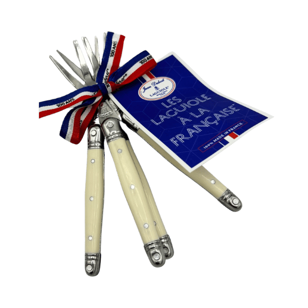 Jean Dubost 4 Cocktail Fork Ivory