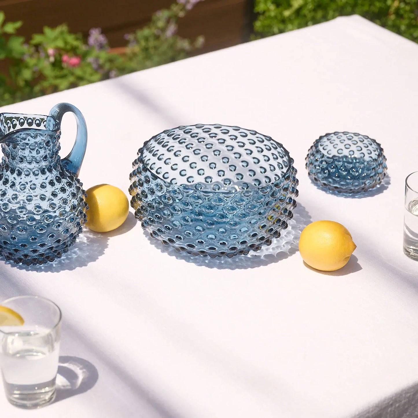 Large Hobnail Glass Bowl | Midnight Blue | Decorative Dish