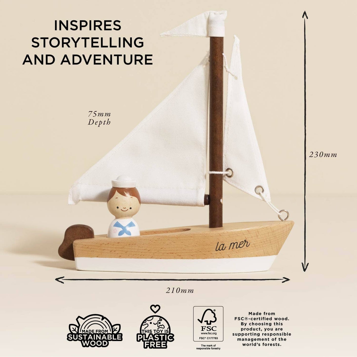 Wooden Sailing Boat & Captain