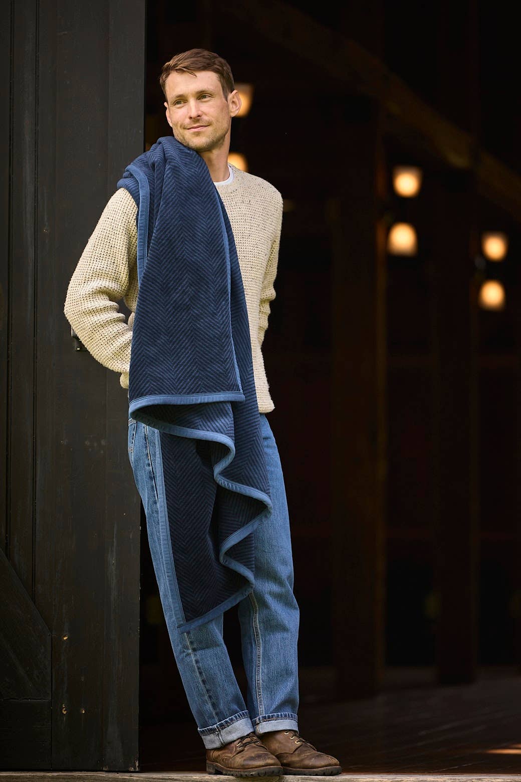 Harborview Herringbone Deep Sea Blanket