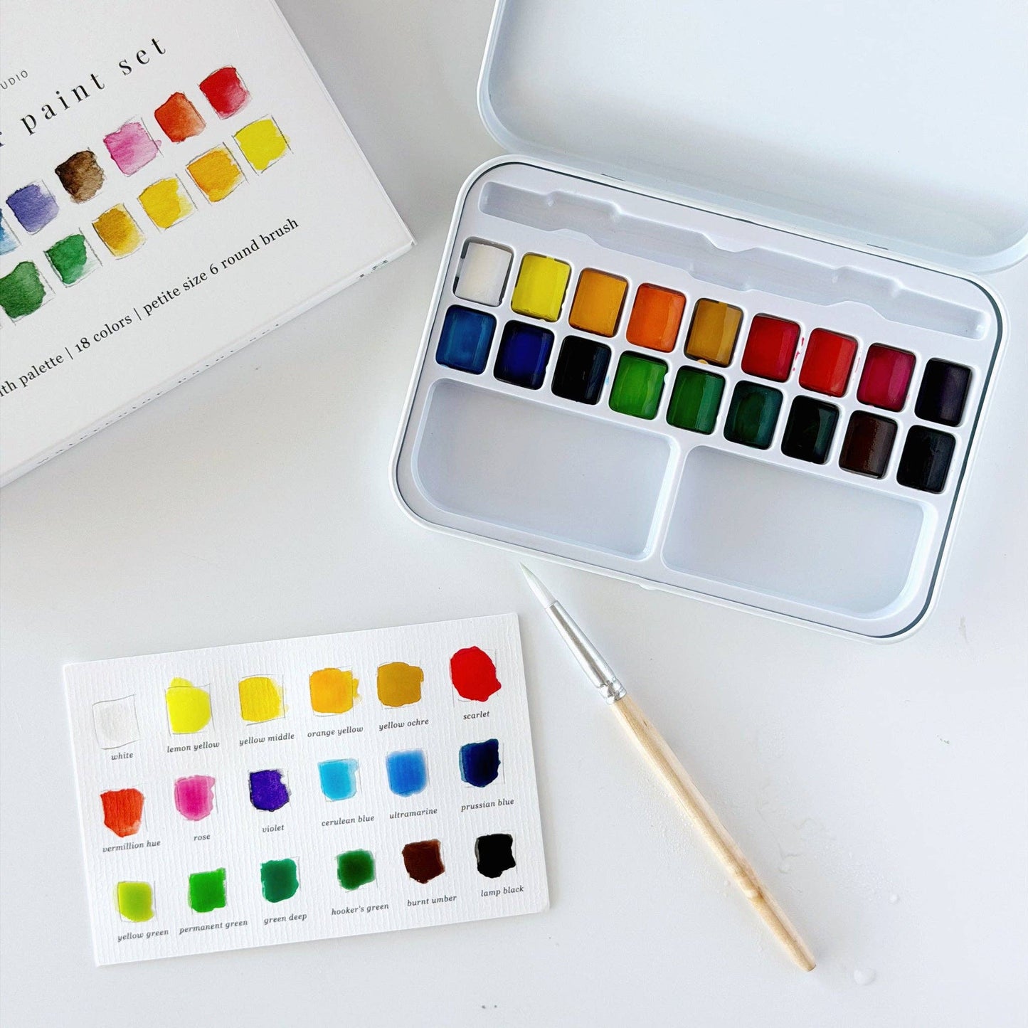 Watercolor Paint Set – 18 Colors with Brush