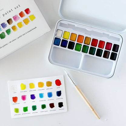 Watercolor Paint Set – 18 Colors with Brush