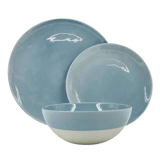 Shell Bisque 3-piece Place Setting - Blue