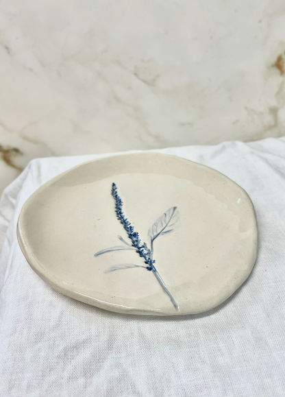 Pressed Floral Spoon Rest, Blue