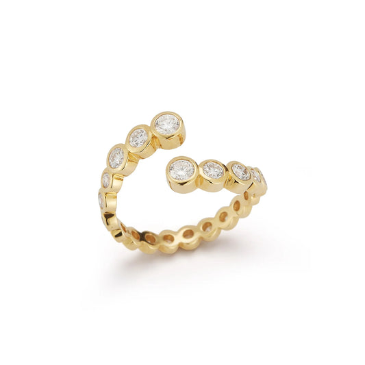 Diamond Open Wave Ring/18k Yellow Gold - Size 7