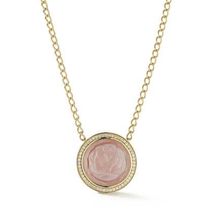 Blossom Caspian Necklace - Pink Opal and Diamond