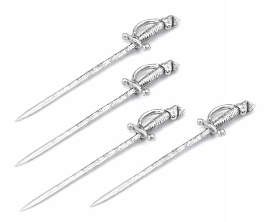 Sword Martini Picks- Set of 4 - Stainless Steel
